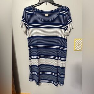 Hollister Navy and White Striped Short Sleeve Tee